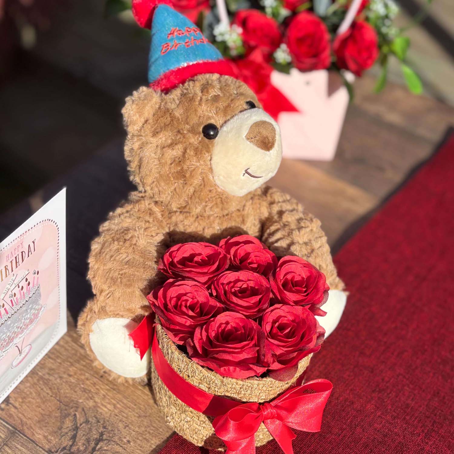 The Bloom Bear - Happy Birthday - Red Rose