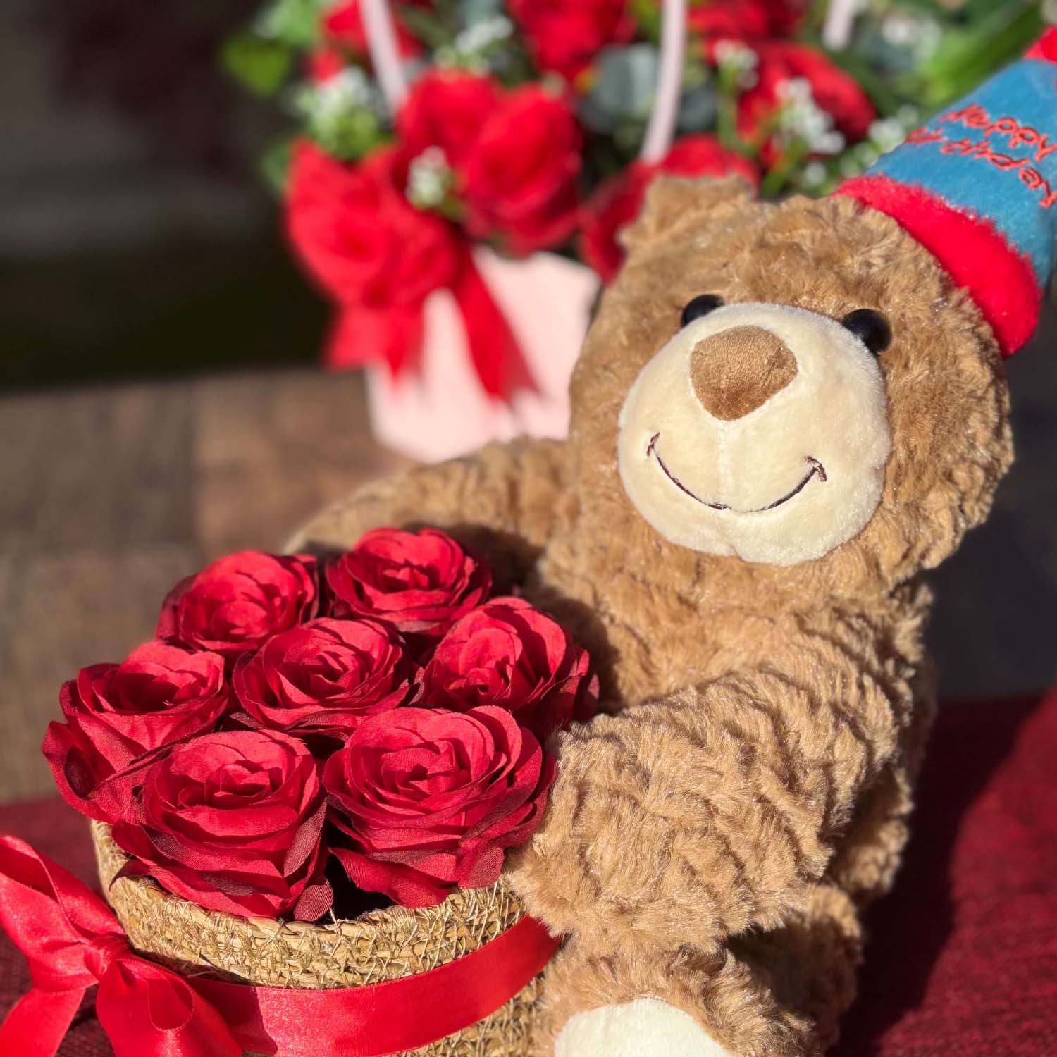 The Bloom Bear - Happy Birthday - Red Rose
