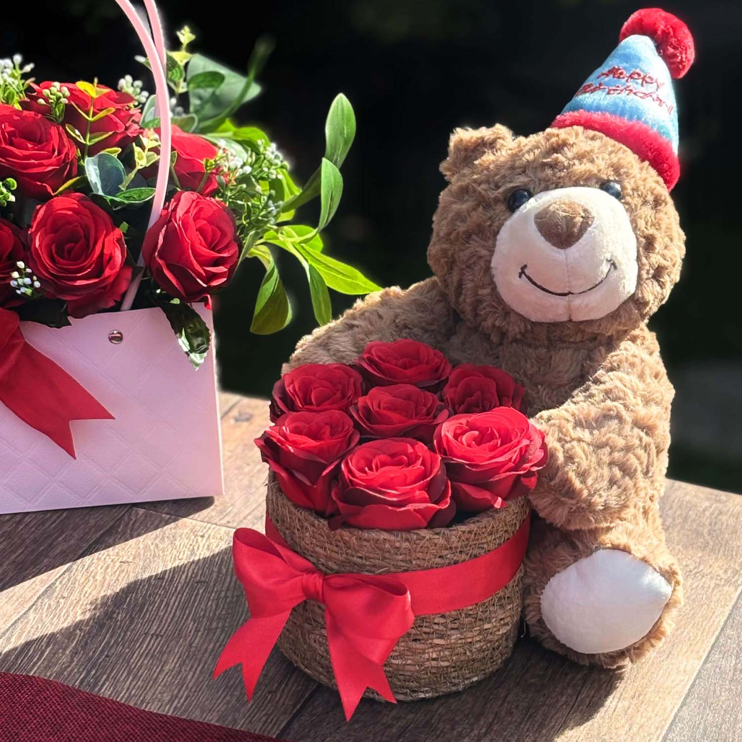 The Bloom Bear - Happy Birthday - Red Rose
