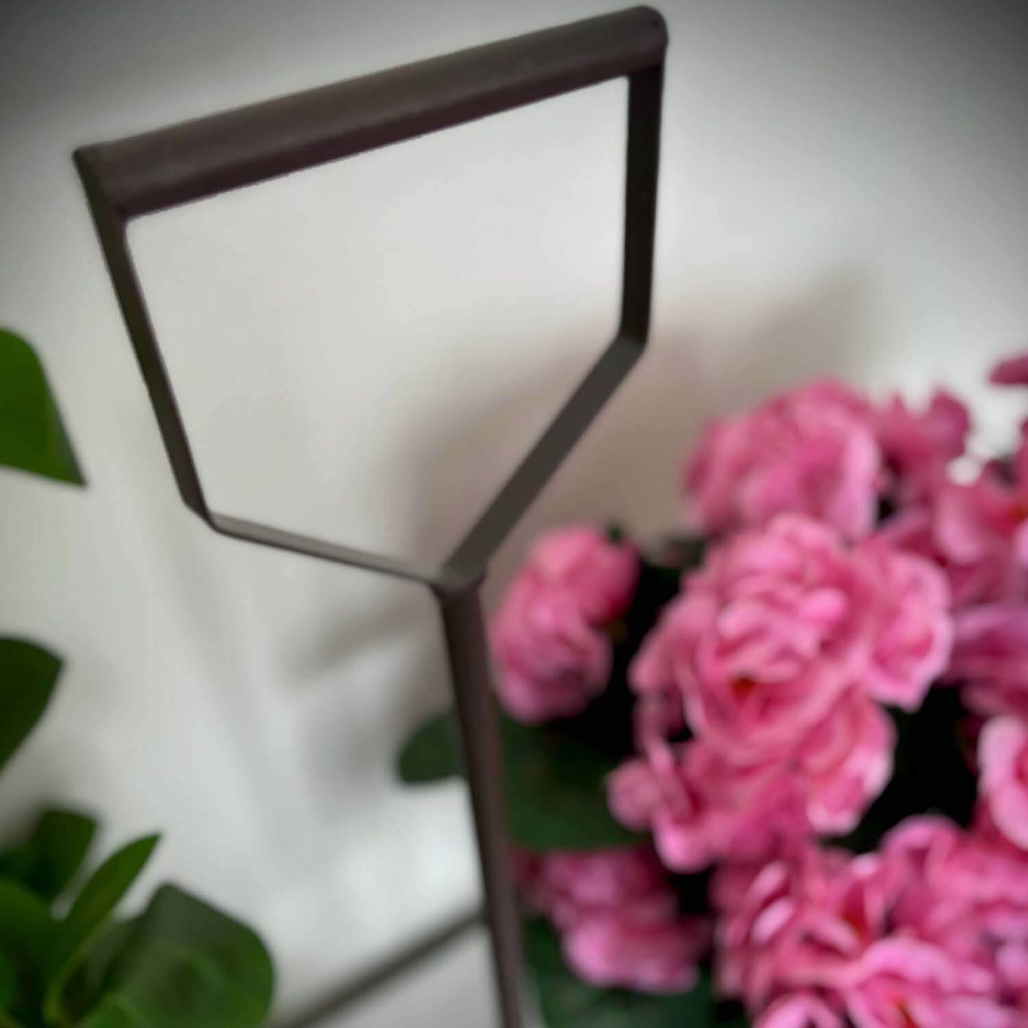 Artificial Pink Geranium Arrangement - Garden Fork Basket Planter With Faux Flowers